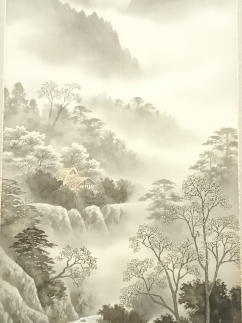 道具 ] - 道具 友章筆 水墨山水 肉筆絹本掛軸 | ネットショップ圭